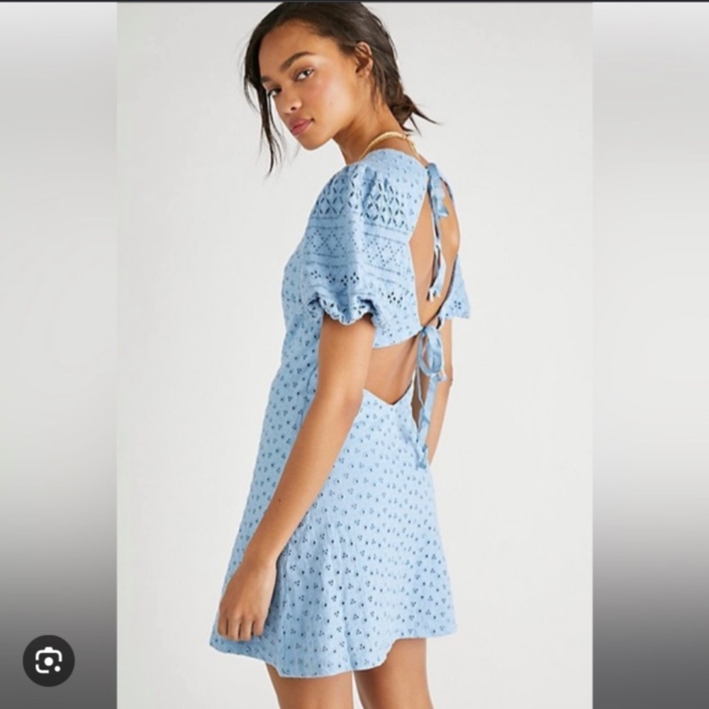 Free People Puff Sleeve Eyelet Dress